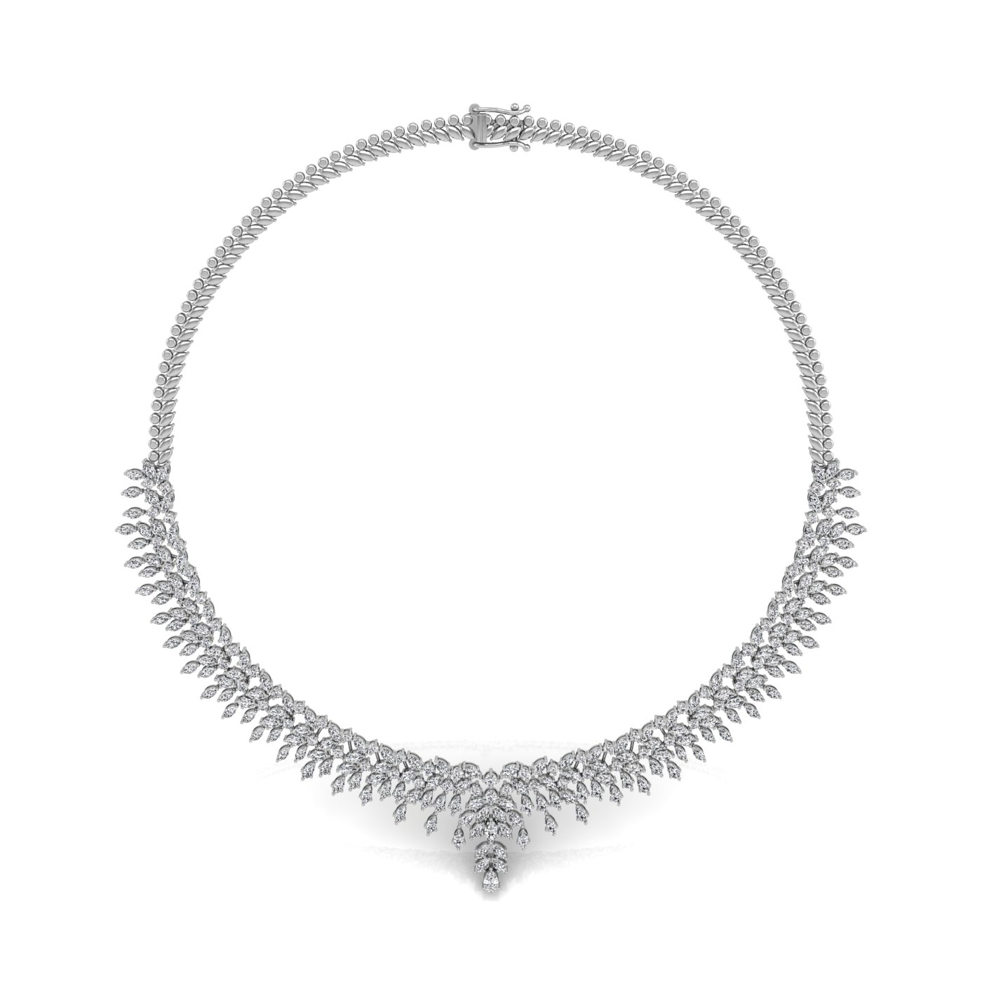 Indian Bridal Diamond Necklace Set - South India Jewels